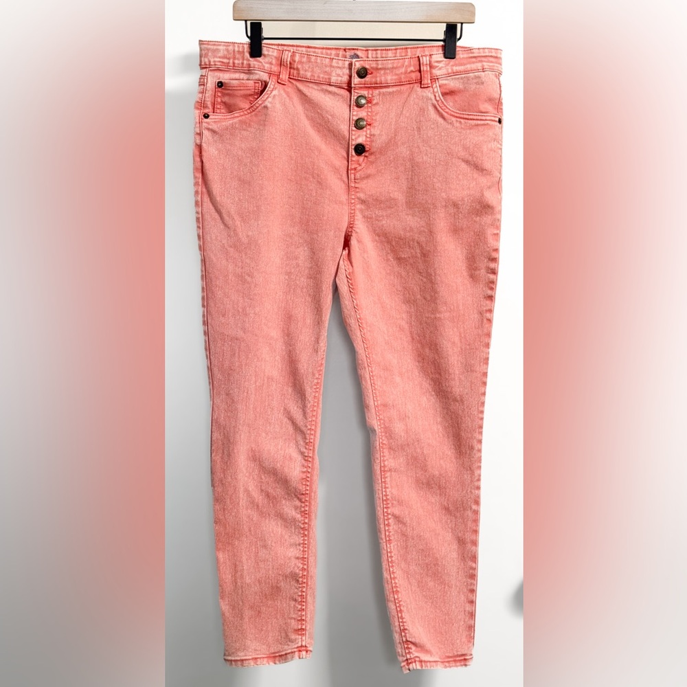 Thereabouts Petite Plus 20.5P Pink High Rise Skinny Jeans Button Fly